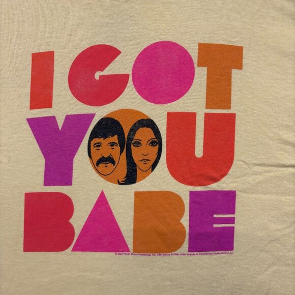 Sonny and Cher “I Got You Babe” Oversized Crop Top Size Extra Large - Picture 2 of 4